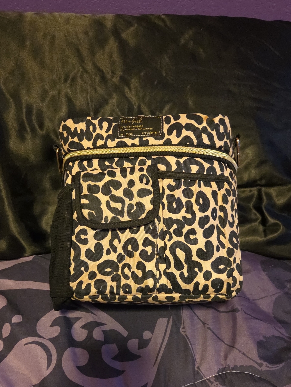 fit + fresh Leopard Print Insulated Lunch Bag - Black & Cream